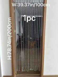 1 件悬挂式纱线绒球窗帘，白色、香槟色、黄色装饰门帘 - 灰色 - 查看 2