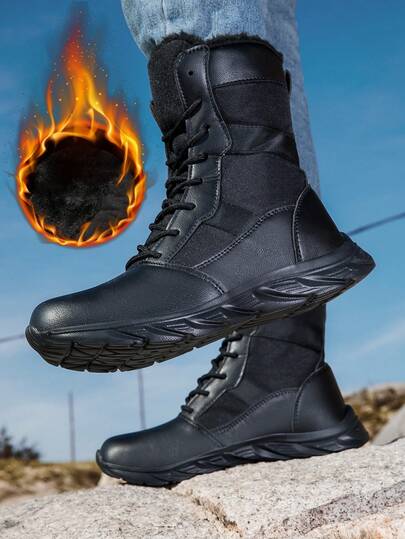 Botas de nieve para hombres con forro térmico y aislamiento para el invierno, zapatos deportivos para exteriores, botas de senderismo y trekking, de unicolor, de diseño versátil y de alta gama, zapatos de entrenamiento, botas de moda para parejas