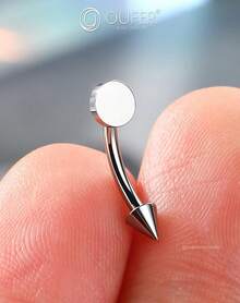 Solid Titanium Eyebrow Rings And Heart Labret Jewelry, 16G - 銀圓 - 查看 3