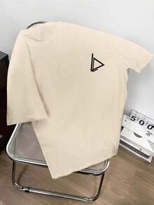 Men's Round Neck T-Shirt With Geometric Print - White - View 1