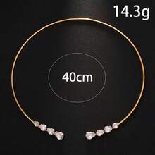 Colier tip choker deschis cu zirconiu strălucitor de lux, colier cu strasuri de înaltă calitate pentru femei, accesoriu elegant și versatil pentru colier