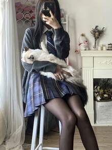 Meia calça 40D Superfino preto encontros transparente Cintura Alta Elástico de Alta Recuperação Estilo Fashion Sedutora Roupa Feminina Presente de Dia dos Namorados Respirável festa meia calça peluciada Confortáve Leve - Preto - Visão 10