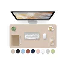 1 件套桌垫，儿童护眼皮革桌垫，防滑餐桌和电脑桌垫，学校用品，返校 - 米黃色 - 查看 16