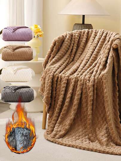 1pc Luxury Super Soft Blanket, Premium Silky Flannel 3D Jacquard Pattern Lightweight Bed Blanket, Comfortable Soft Plush Flannel Blanket Suitable For All Seasons - Cozy Soft Lightweight Flannel Blanket, Suitable For Sofa Or Bed
