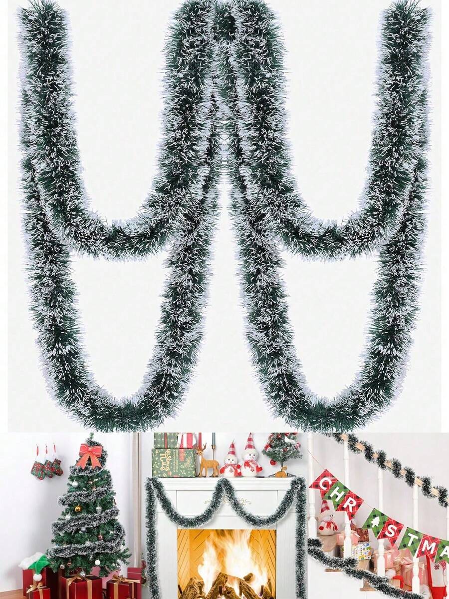 2 Stücke 2m/200cm/78,74 Zoll (6,56 Fuß) Weihnachtskranz, bunt lackierter dunkelgrüner Metallkranz, geeignet für Weihnachtsbaum und Innen-/Außendekoration, perfekte Wahl für vintage Metallkranz für Feiertage, auch geeignet für Hochzeits- und Partydekorationen sowie Weihnachtsbaum-Dekoration. - Verschiedenfarbig - Übersicht 1