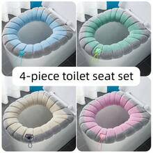 Bộ 4 tấm phủ bệ ngồi bồn cầu mềm mại - Tấm phủ chống trượt, thiết kế hình vòng, thoải mái và thời trang cho mọi mùa, tấm phủ bệ ngồi bồn cầu đa năng - Nhiều màu - Xem 6