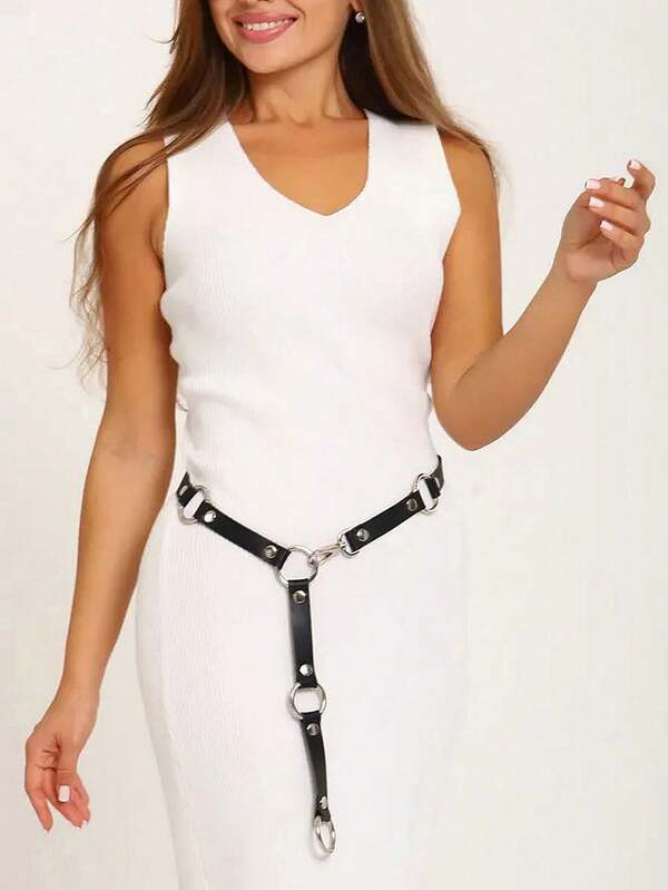 1pc Women's Renaissance Accessory Sexy Dark Fashion PU Leather Belt, Suitable For Halloween Party, Gathering, Or Daily Wear