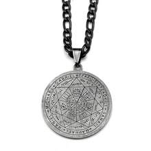Mysticism - Style Round Stainless Steel Pendant Engraved With Runes And Angel Names, Matched With Cuban Chain In Silvery Color, Mysterious - Style Fashion Jewelry For Men - Necklace - View 8