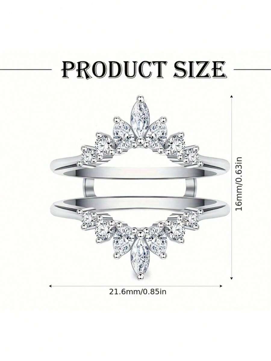 1pc 925 Sterling Silver Women's Ring, Inlaid With Various Shaped Cabochon And Round Natural Diamond Crown Ring, Suitable For Women's Daily Wear - Silver - View 1