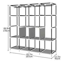 LÈRFM Wardrobe Minimalist Design Portable Fabric Wardrobe Storage - Red - View 2