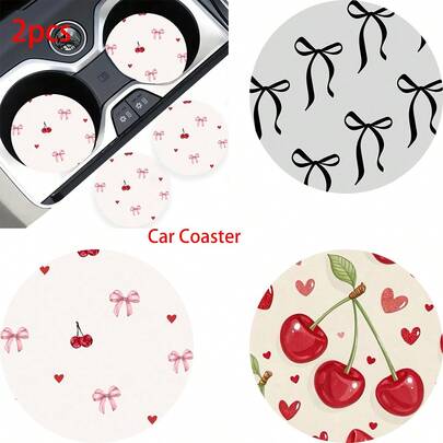 2pcs Car Cup Coaster Stylish & Durable Fast-Drying Non- Car Cup Mat