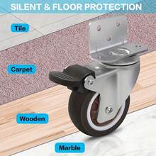 4pcs L-Shaped Universal TPR Heavy Duty Caster Wheels - Smooth Rolling, Quiet Operation, Enhance Mobility Of Furniture, Beds, Luggage, Cabinets And Tables - Load Capacity 20kg/35kg, Wheel Size 1.25"/1.5"/2", Smooth Rolling L-Shaped Casters - Brown - View 1