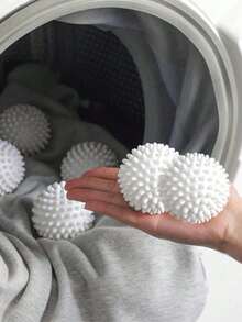 6 件装洗衣烘干球 - 防缠绕、去污、防起球、衣物专用、无需电力、可重复使用洗衣机绒毛重塑 - 织物柔顺球，减少皱纹和静电，防止家中和自助洗衣店衣物缠结，多种颜色可选 - 白色 - 查看 13