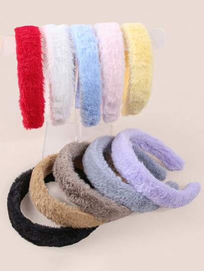 4 قطع/مجموعة شريط رأس فرو للفتيات، أطواق شعر ناعمة بألوان متعددة للارتداء اليومي والحفلات والإكسسوارات الموضة