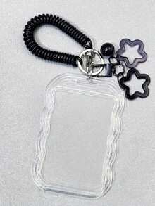 1 Set Porta Tessera Trasparente in PVC Durevole per Studenti con Copertura Scorrevole, Portachiavi, Porta Carte, Bracciale e Pendente