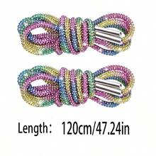 2条120厘米奢华水晶鞋带，圆形水晶鞋带/帽带，时尚闪亮，水晶抽绳运动鞋带，休闲鞋带 - 白色 - 查看 28