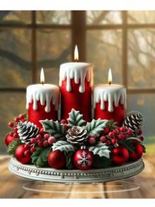 1pc Acrylic 2D Flat Christmas Candle Decor, Elegant Style Multipurpose Tabletop Craft For Home, Office, Bedroom, Cafe - Ideal Holiday Atmosphere Gift