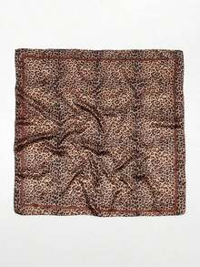 1pc Women's 90x90CM Leopard Print Satin Square Scarf, Fashion Bandana And Headscarf, Lightweight Satin-Feel Accessory, Ideal For Spring And Summer Outfits, Versatile Hair Scarf, Neck Wrap, And Chic Gift Idea For Daily Wear And Travel - Cà phê - Xem 6