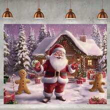 لافتة خلفية تصوير عيد الميلاد المجيد، مصنوعة من البوليستر، تتميز بمشاهد الثلج وسانتا كلوز ورجال الزنجبيل وأنماط هدايا عيد الميلاد، مصنوعة بعناية وقوية، سهلة التعليق، مثالية لديكور جدران المنزل في فصل الشتاء وليلة رأس السنة، متعددة الاستخدامات، مثالية كلافتة لحفلة عيد الميلاد.