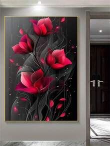 1 buc. Kit de pictură cu diamant 5D pentru adulți - Temă florală, set de broderie cu diamant rotund, complet, potrivit pentru decorarea peretelui acasă și biroul