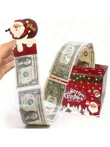 1 Pack Christmas Money Pull-Out Gift Box - Surprise Cash Holder For Friends & Family, Festive Party Accessory, Paper Material, No Batteries Required, Featherless, Christmas Surprise Gift, Christmas Gift