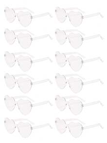 12副无框心形眼镜，时尚心形眼镜，款式多样，透明绿色，适合派对礼品，是泳池派对、海滩派对和夏季派对的完美之选 - 彩色 - 查看 12