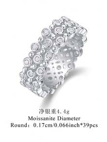 1 pieza Anillo de diamante de moissanita de plata esterlina 925, adecuado para banquetes, fiestas, ocasiones oficiales, festivales, Día de San Valentín, compromiso, boda, aniversario, regalo de cumpleaños