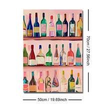 1 件带框/无框抽象复古酒瓶厨房饮料海报酒吧推车墙壁艺术帆布印刷简约时尚多巴胺装饰画适用于公寓、餐厅、客厅、现代家居装饰 - 彩色 - 查看 10