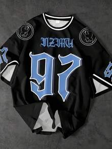 男式 3D 数码印花数字图案 T 恤 - Design 97，休闲短袖圆领 - 彩色 - 查看 1