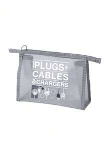 网眼尼龙带数据线插头图案印花女士便携式化妆包，带便携式多用途化妆包，女士化妆包旅行盥洗收纳袋，旅行设备充电器收纳袋，返校医生教师礼物，化妆包袋护肤包洗漱包收纳袋，旅行度假必需品宿舍必需品，婚礼伴娘礼物，妈妈礼物，生日礼物，送给朋友的礼物 - 彩色 - 查看 14