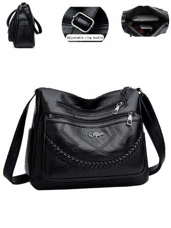 多层软皮包 - 新款百搭大容量妈妈包，单肩斜挎包，妈妈斜挎包