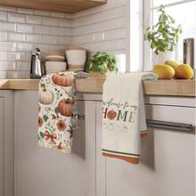 MEMNUN 2 Stücke Herbst Blumen Kürbis "Zuhause, süßes Zuhause" bedruckte Küchentücher, 15,75*23,62 Zoll (40*60cm), Mikrofaser weich und saugfähig, Küchendekor, Herbstdekoration, Heimdekoration, Koch-/Backtücher, maschinenwaschbar, geeignet für Esszimmer, Küche, Feiertage und Geschenke, Ganzjährig