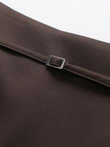 Women's Solid Color Zipper Waist Belt Skirt Pants