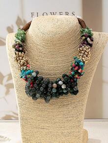 1 pezzo Collana con perline in stile boho personalizzata, design elegante, accessorio versatile per le donne