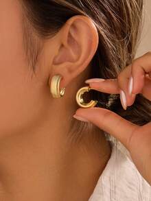 6/18件套时尚新款海星、贝壳、光滑水滴和凹凸C形金耳环耳钉套装，适合夏季旅行和度假 - 金色 - 查看 7