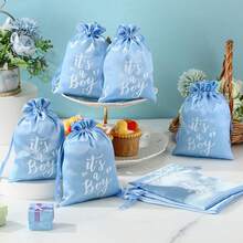 10/20 piezas Bolsas de regalo de satén con cordón "Es un niño", decoraciones unisex para baby shower, suministros para fiestas, regalos para invitados de baby shower, revelación de género, favores de fiesta de baby shower, mamá de niño, embarazo, despedida de soltera, 1er cumpleaños, primer cumpleaños, artículos esenciales para bebé, rosa, anuncio de bebé, anuncio de embarazo - Multicolor - Ver 3