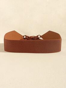 1 Stück modischer elastischer Taillengürtel, vintage Metallschnitzerei Knoten Dekor Wildleder breiter Taillengürtel, vielseitig für Kleid, Hemd, Jacke