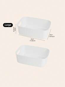 1pc/2pcs/3pcs Small Plastic Storage Boxes/Baskets For Desktop Snacks, Sundries, Cosmetics, Etc. Suitable For Organizing In Dorms, Kitchens, With A Rectangular Shape - White - View 12
