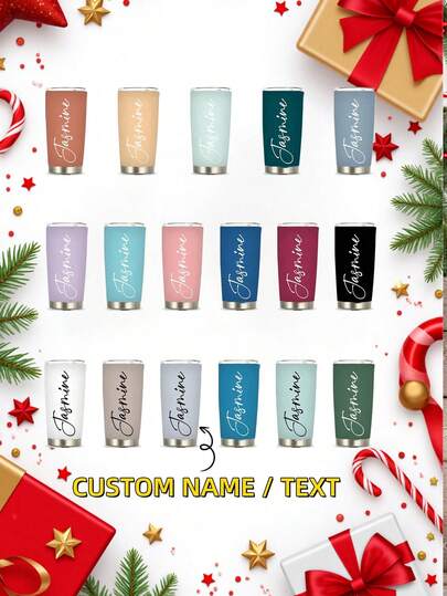 1pc Customized Text Stainless Steel Vacuum Insulated Water Bottle, Personalized Customized Name Logo Exclusive Tumbler, Keeps Drink Hot/Cold Easy To Clean Stylish,Adorable,Colorful Custom,Personalized,Unique Ideal Gifts For Her Friends,Son,Daughter,School Students,Workers,Kids School,Home,Office