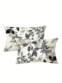 2 Stücke Boho Blatt Muster Kissenbezüge, 45cm x 45cm, super weicher Plüschpolyester Stoff, maschinenwaschbar mit Reißverschluss, geeignet für Sofa, Wohnzimmer, Schlafzimmer Dekoration, ohne Kissenfüllung, Boho Stil Kissenbezüge, dekorative Kissenbezüge (Kissenfüllungen nicht enthalten) - Schwarz - Übersicht 14