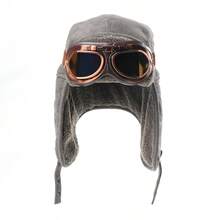 1pc Reversible Vintage Goggles Ushanka Hat, Unisex Warm Winter Cap For Outdoor Cycling Skiing Aviator