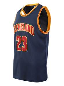 Men's Embroidered Basketball Jersey, #23 Blue Casual Sleeveless V-Neck T-Shirt, Party & Sports Wear