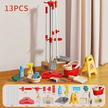 مجموعة ألعاب تنظيف المنزل للأطفال (8/13 قطعة) - مكنسة وممسحة وأحواض تنظيف محاكية، تساعد على تطوير المهارات اليدوية، هدية تعليمية عملية لأعياد ميلاد الأطفال/المناسبات/عيد الميلاد