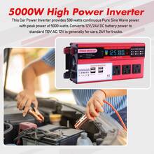 Pure Sine Power Inverter 16000W 6000W 5000W DC 12V To AC 110V Converter Digital 5000W/6000W Car Power Inverter DC 12V To AC 110V Pure Sine Wave Solar Converter LCD - Burgundy - View 3