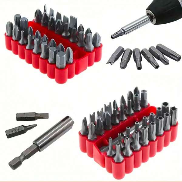 33 Stücke Schraubendreher-Bit-Set - Anti-Tamper Hex, Stern, Schraubendreher-Bits und magnetischer Schraubendreher-Bit-Halter - professionelle Handwerkzeuge
