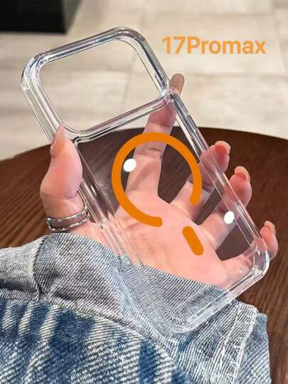 1pc Magnetic Military-Grade Shockproof Acrylic 2-In-1 Reinforced Thick Orange Phone Case Suitable For IPhone 17/17 Air/17 Pro/17 Pro Max/16 Pro Max/16/16 Pro/16 Plus/15/15 Pro Max/15 Pro/11/12/13/14 Pro Max/11 Pro/11 Pro Max/12 Pro/12 Pro Max/13 Pro/13 Pro Max/14 Pro/14 Pro Max/XR, Stylish & Creative