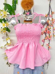 T109Crop Top With Straps And Ruffles - Rosa Pálido - Ver 8