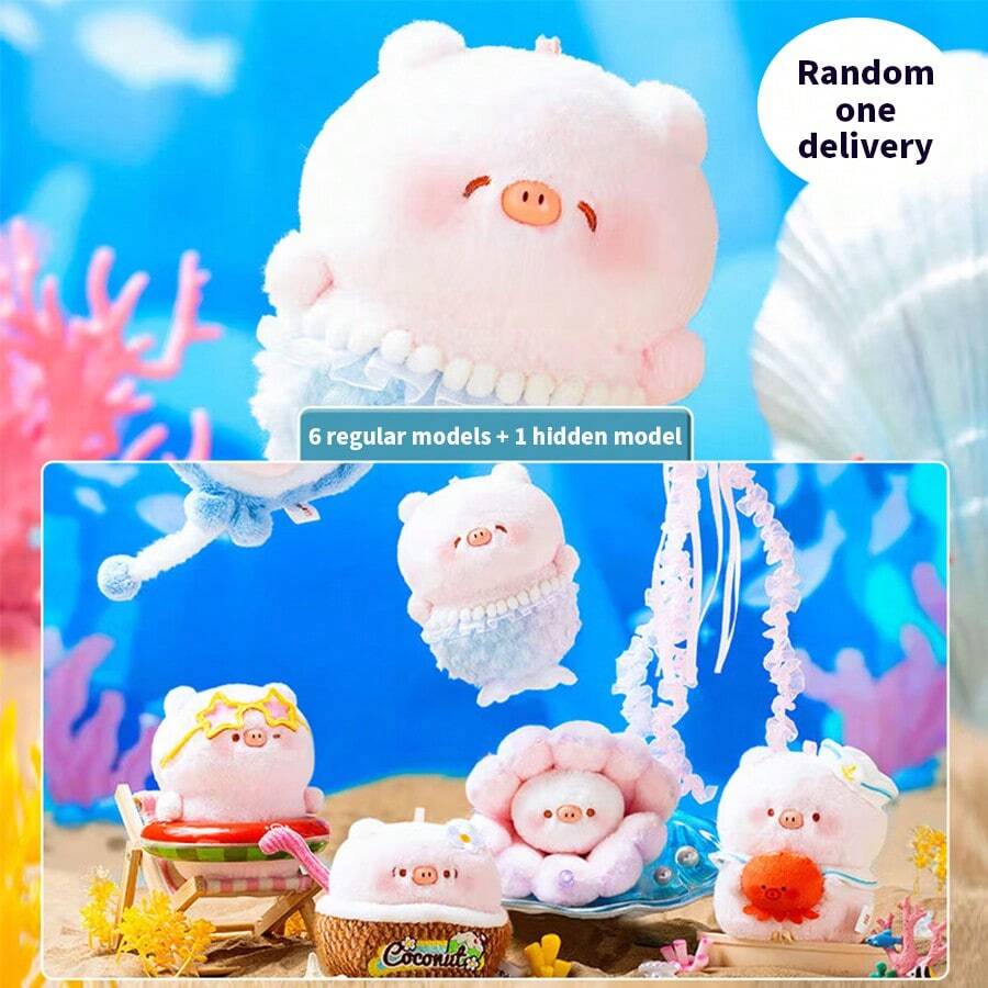 Miniso Maialino dolce - Serie acquario maialino dolce Scatola cieca in peluche. Realizzato in morbido materiale di peluche, con design a tema acquario maialino carino, estremamente terapeutico per la collezione e la decorazione. (Consegna casuale di 1 pezzo) - Multicolore - Visualizzare 1