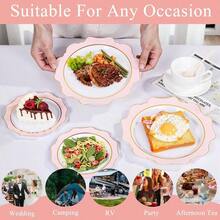 200PCS White And Gold Plastic Plates - Gold Plastic Plates - Include Dinner Dessert Disposable Party Plate - Fancy Disposable Plate WeddingThanksgivingBridal Shower - 粉紅色和金色 + 100 - 查看 4