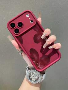 Flower 1pc Minimalist Red Floral Pattern Shockproof TPU Phone Case, Compatible With Apple 16 Pro Max/15 Plus/14/13/12/11/8P/XS Max And Galaxy S24 Ultra/S23 FE/S22/S21/S20/A52S/A15/A03, Suitable For New 17/17 Pro/17 Pro Max